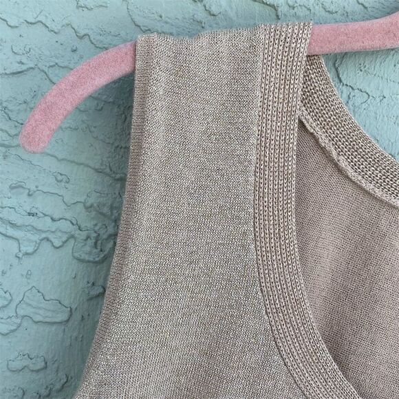 Chico's Gold Sparkly Sweater Tank Top Size 2 L Casual Fall Lurex Sweater - Picture 9 of 12